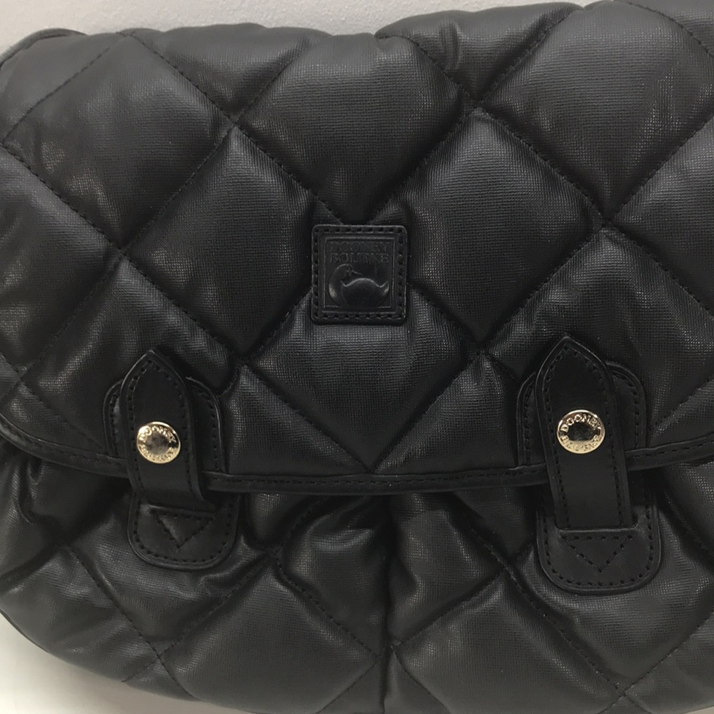 Dooney & Bourke Black Quilted Nylon/Leather Crossbody Purse - Picture 3 of 14